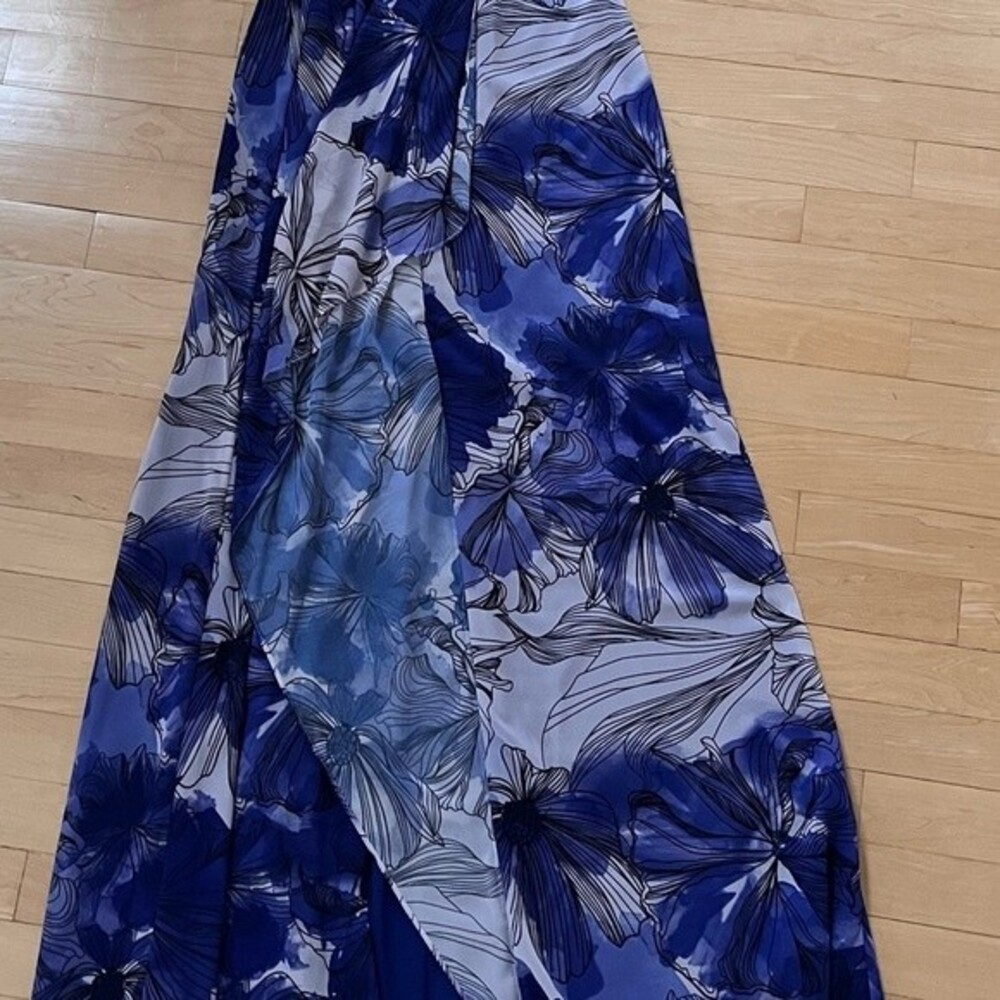 Badgley Mischka by Mark And James Floral Print Drape Front Maxi Dress 4 NWOT - Picture 13 of 14